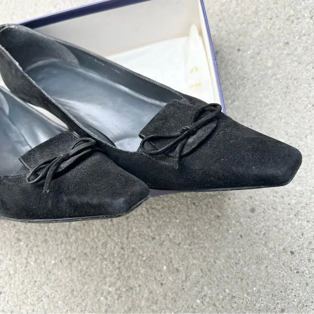 Stuart Weitzman Kitten‎ Heel Vintage Y2K 00's Black Suede 7.5